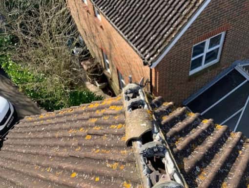 This is a photo of a roof repair enquiry before the new installation. This work was carried out by Bicester Roofing